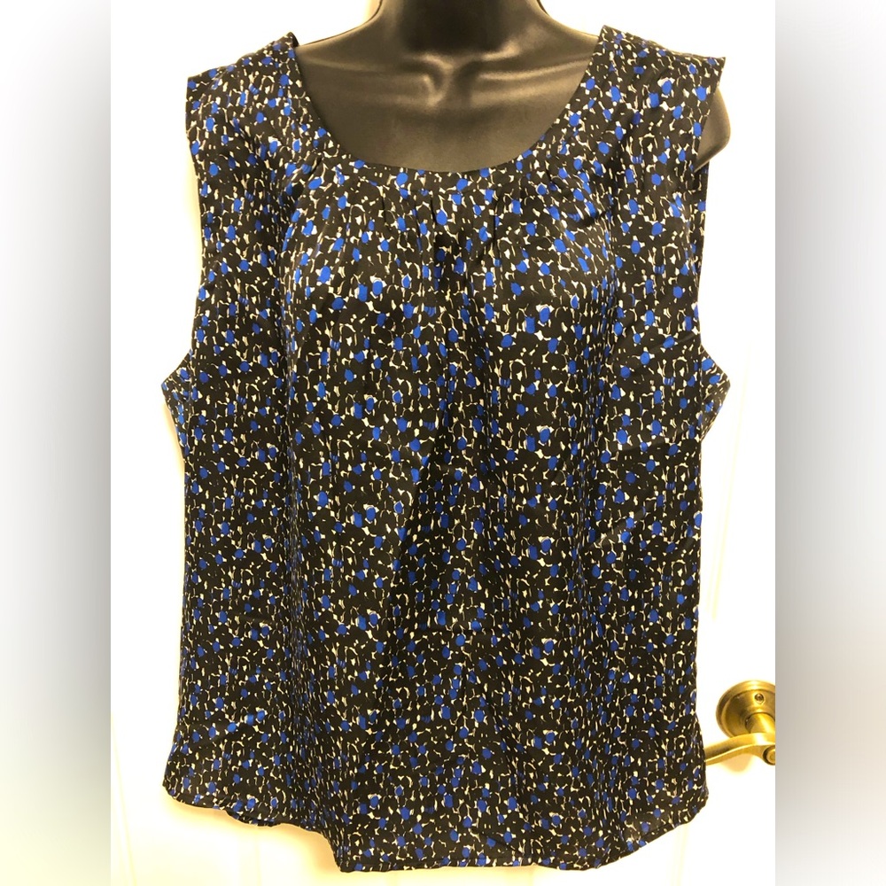 NWT Talbots  XL sleeveless top/shell. Black/royal blue white. Great with blazer.